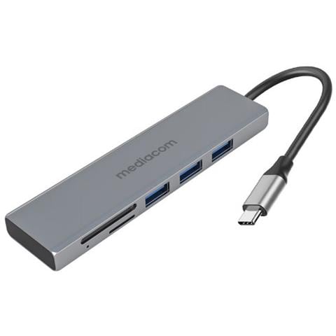 MD-C302 Interface Hub USB 3.2 Gen 1 (3.1 Gen 1) Tipo-A Colore Alluminio - Foto 1