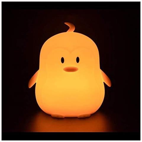 Luce Di Notte Lampada Sveglia Del Silicone Led Lampada Da Comodino Luce Animale - 9 Colori Che Cambiano Usb Ricaricabili Telecomando Pat Dimmerabili Bambini Luce Di Notte Per Cameretta Baby-alimentazione (penguin) - Foto 1