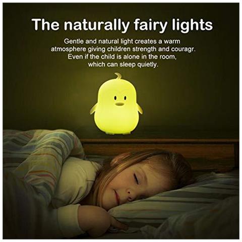 Luce Di Notte Lampada Sveglia Del Silicone Led Lampada Da Comodino Luce Animale - 9 Colori Che Cambiano Usb Ricaricabili Telecomando Pat Dimmerabili Bambini Luce Di Notte Per Cameretta Baby-alimentazione (penguin) - Foto 4