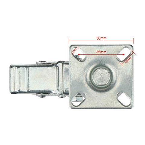 H S 4 Castor Ruote Heavy Duty 50 Millimetri Di Gomma Girevole Trolley Mobili Caster Con Freni - Foto 2