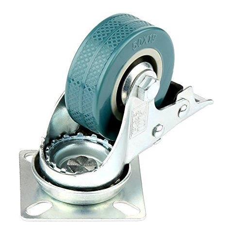 H S 4 Castor Ruote Heavy Duty 50 Millimetri Di Gomma Girevole Trolley Mobili Caster Con Freni - Foto 4