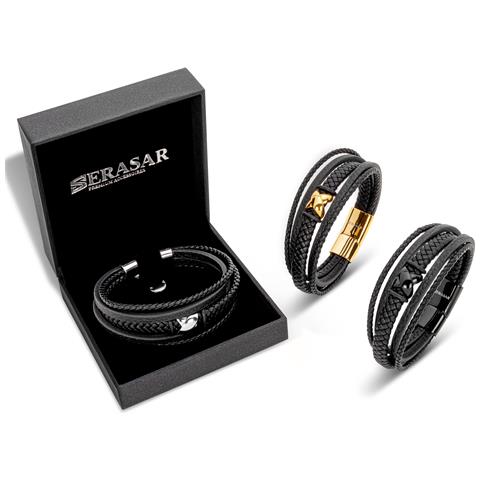 Bracciale in Pelle da Uomo, ""Flake"", 23cm, Oro - Foto 2