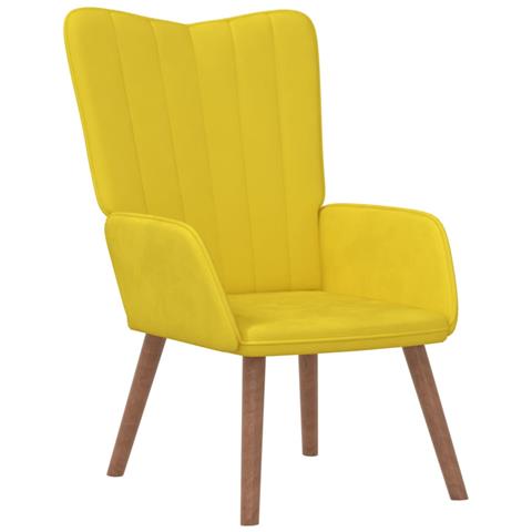 Poltrona Relax con Poggiapiedi Giallo Senape in Velluto - Foto 2