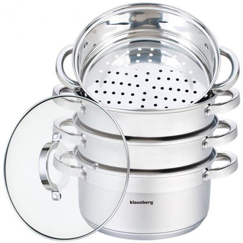 Kb-7143 Set Di Pentole Per La Cottura A Vapore In Acciaio Inossidabile, 5 Pezzi, 22 Cm - Foto 7