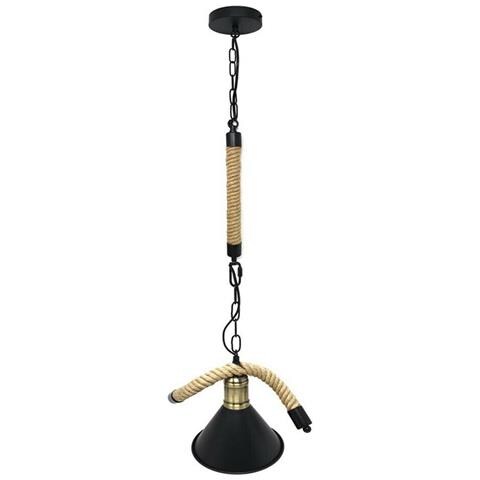 Lampadario Corda In Canapa Paralume Portalampada E27 Campana Stile RetrÒ - Foto 4
