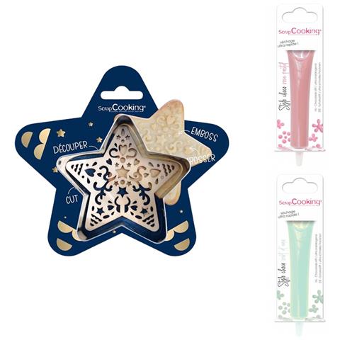 Kit Tagliabiscotti Stella + 2 Penne Al Cioccolato Rosa Pastello E Verde Acqua - Foto 1