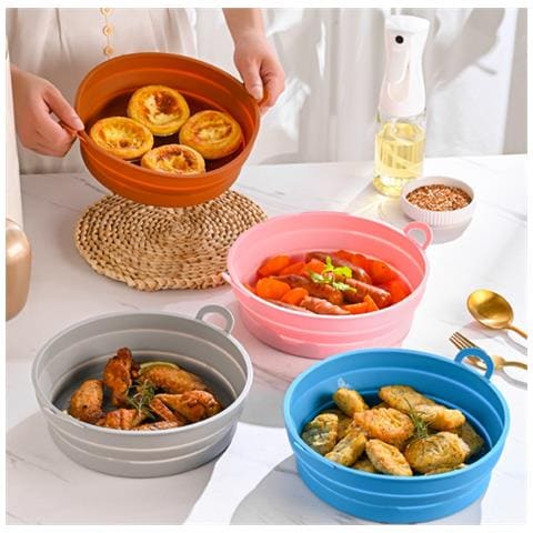 Stampo In Silicone Rotondo Pieghevole Per Friggitrice Ad Aria Brown 19 Cm - Foto 2