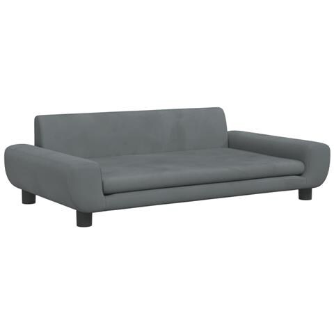 Divano Per Bambini Grigio Scuro 100x54x33 Cm In Velluto - Foto 2