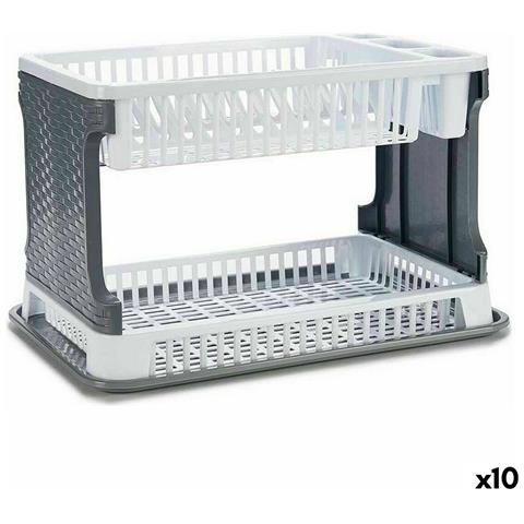 Scolapiatti Bianco Plastica 44,5 X 30,3 X 27 Cm (10 Unità) - Foto 1