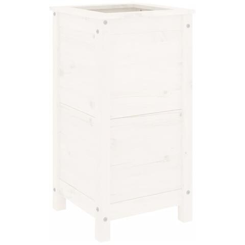 Fioriera Da Giardino Bianca 40x40x78 Cm Legno Massello Di Pino - Foto 2