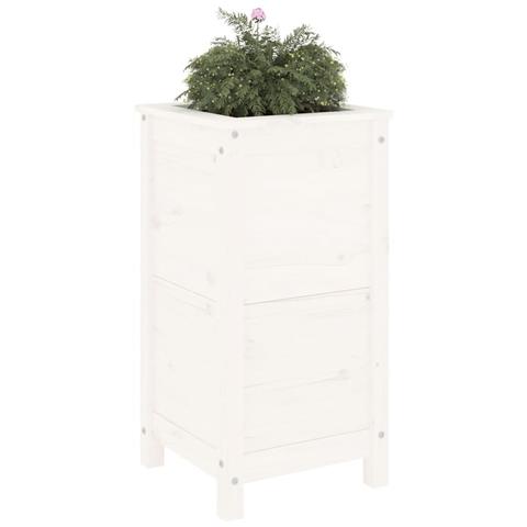 Fioriera Da Giardino Bianca 40x40x78 Cm Legno Massello Di Pino - Foto 3