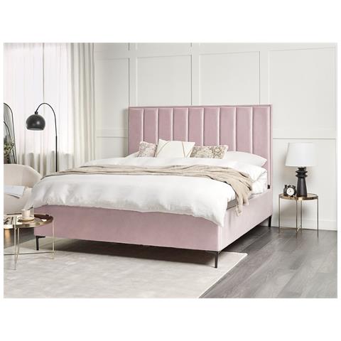 Letto Matrimoniale Con Contenitore Velluto Rosa 180 X 200 Cm Sezanne - Foto 1