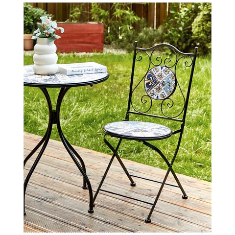 Set Di 2 Sedie Da Giardino Metallo Nero Civita - Foto 1