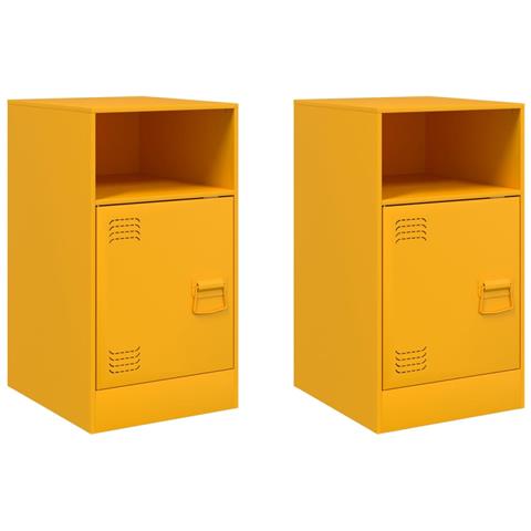 Comodini 2 pz Giallo Senape 34,5x39x62 cm in Acciaio - Foto 1