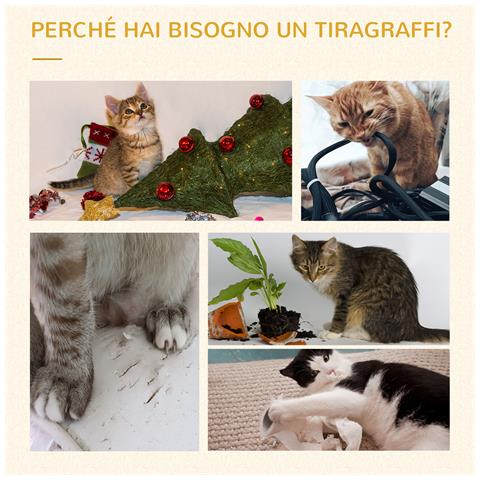 Tiragraffi Per Gatti Multilivello, Pali In Sisal, Casetta, Lettino E Cuscini, 60x40x146cm - Foto 2