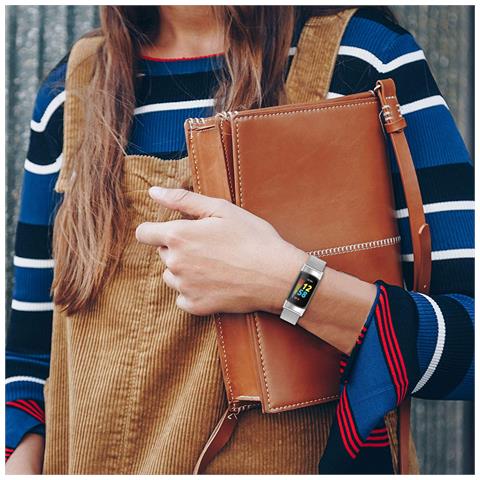 Cinturino In Acciaio Inossidabile Per Fitbit Charge 5 Charge 6 Silver - Foto 6