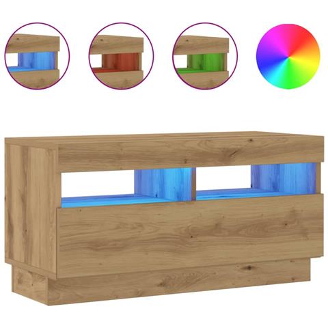 Mobile Tv Con Luci Led Artigianale 80x35x40cm Legno Multistrato - Foto 2