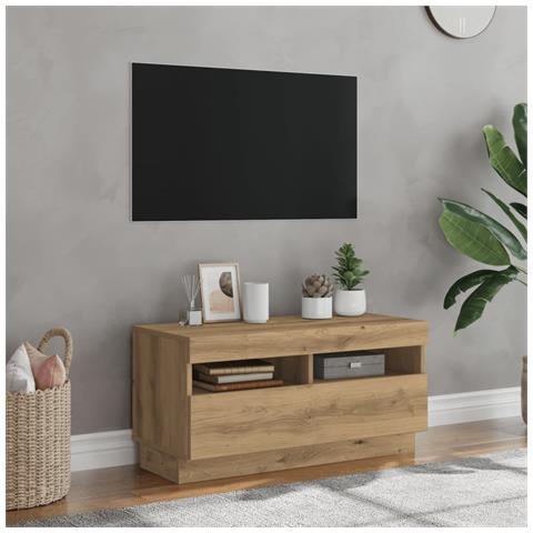 Mobile Tv Con Luci Led Artigianale 80x35x40cm Legno Multistrato - Foto 3