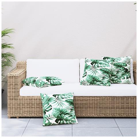 Cuscini Per Divano 4 Pz Motivo A Foglie 50x50 Cm In Tessuto - Foto 1