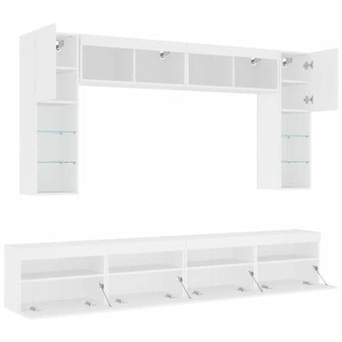 Set Mobili TV a Muro 8 pz con Luci LED Bianco - Foto 2