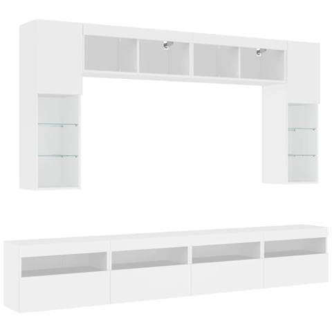 Set Mobili TV a Muro 8 pz con Luci LED Bianco - Foto 10