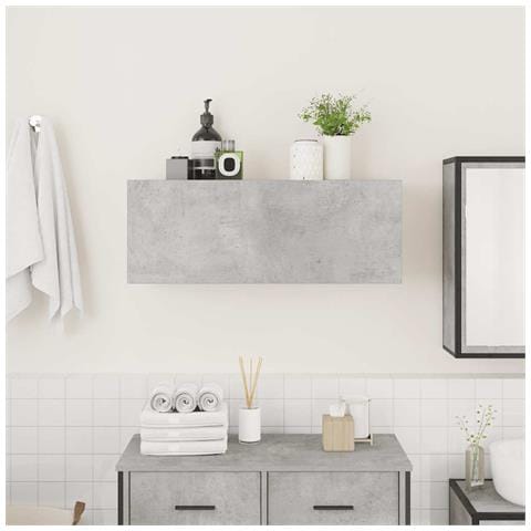 Armadietto Da Bagno Grigio Cemento 80x25x30 Cm In Truciolato - Foto 3