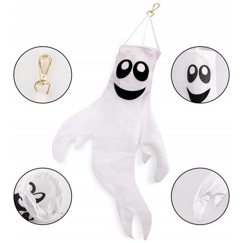 Fantasma Pendente Da Giardino Per Halloween, 109 Cm, Bianco - Decorazione Spettacolare! - Foto 2