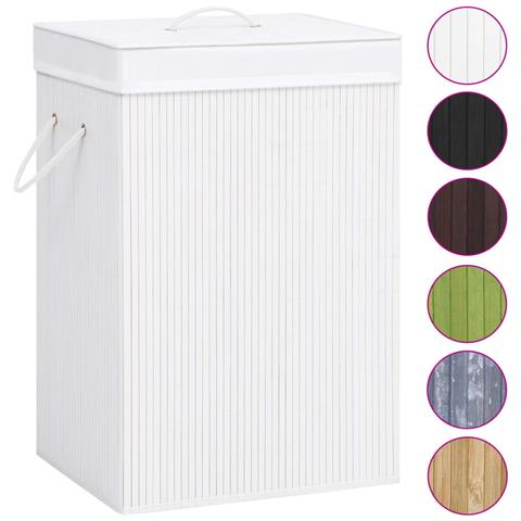 Lusso Casadino -  Cesto Portabiancheria In Bambù A Sezione Singola Bianco - Foto 1