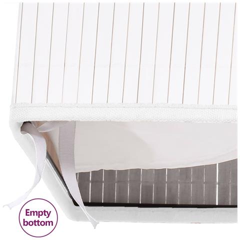 Lusso Casadino -  Cesto Portabiancheria In Bambù A Sezione Singola Bianco - Foto 8