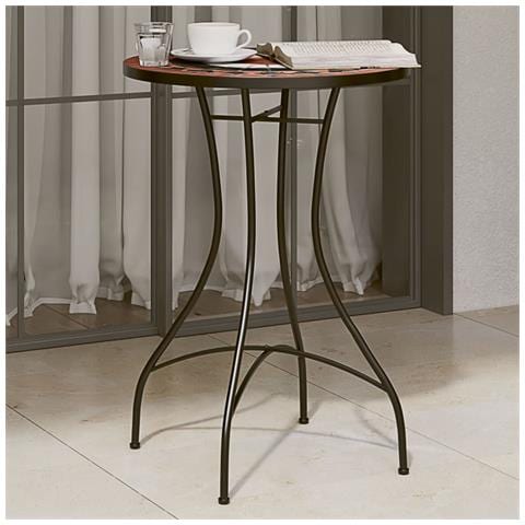 Tavolino Bistrot Con Mosaico Terracotta E Bianco Ceramica - Foto 8