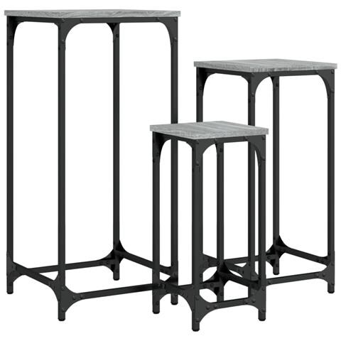 Tavolini Impilabili 3 Pz Grigio Sonoma In Legno Multistrato - Foto 1