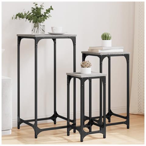 Tavolini Impilabili 3 Pz Grigio Sonoma In Legno Multistrato - Foto 8