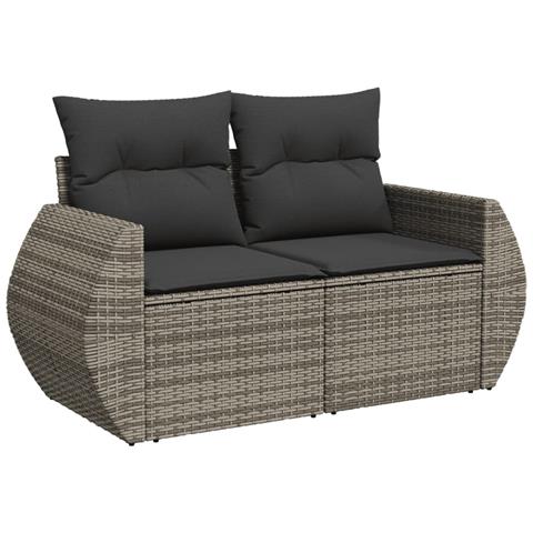 Divano Da Giardino Con Cuscini 2 Posti Grigio In Polyrattan - Foto 1