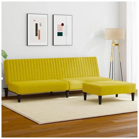 Set di Divani 2 pz Giallo in Velluto - Foto 2