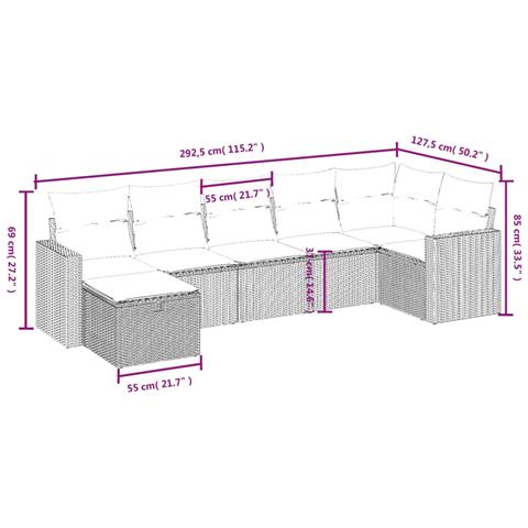 Set Divani da Giardino con Cuscini 7pz Nero Polyrattan - Foto 4