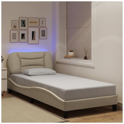 Giroletto con LED senza Materasso Crema 90x190 cm in Tessuto - Foto 2