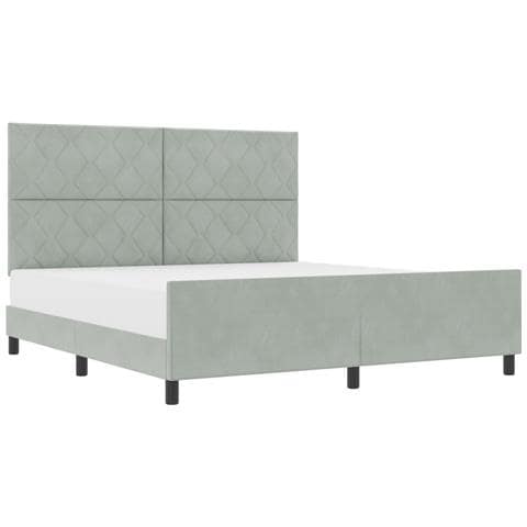 Rete letto in Grigio chiaro - 180x200 cm in Velluto - Foto 1