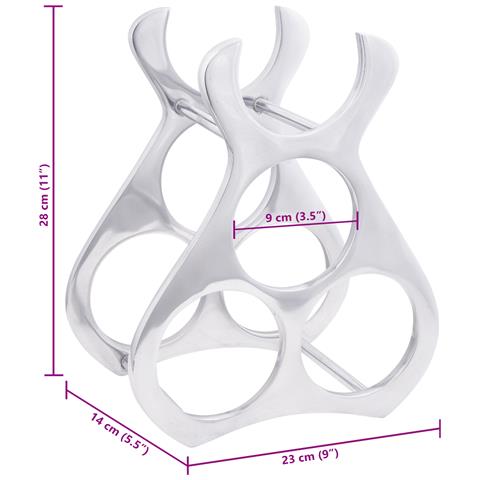 Scaffale per Vino  Argento 23x14x28 cm Alluminio - Foto 7