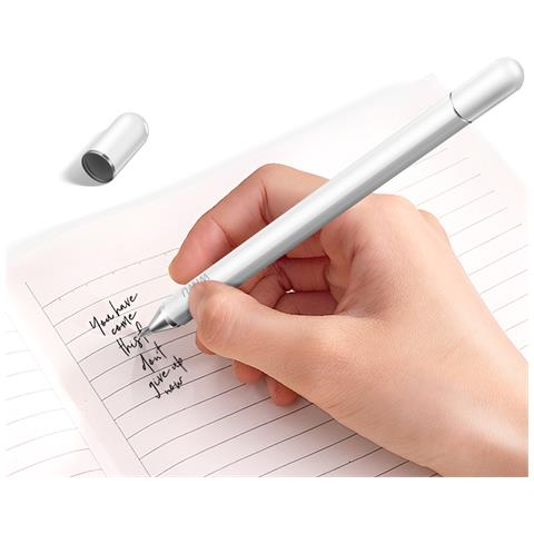 Stilo Tattile 2 In 1 Per Schermo O Carta Con Penna A Sfera Integrata, Bianco - Foto 2