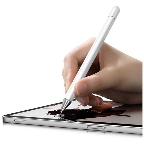 Stilo Tattile 2 In 1 Per Schermo O Carta Con Penna A Sfera Integrata, Bianco - Foto 5