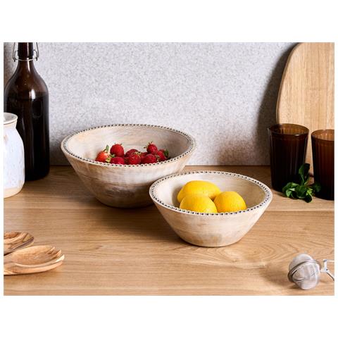 Set Di 2 Ciotole Decorative Luxor Legno Di Mango Marrone Chiaro - Foto 1