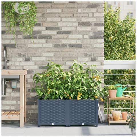 Vasi da giardino Grigio 80 x 40 x 37.5 cm Acciaio - Foto 2