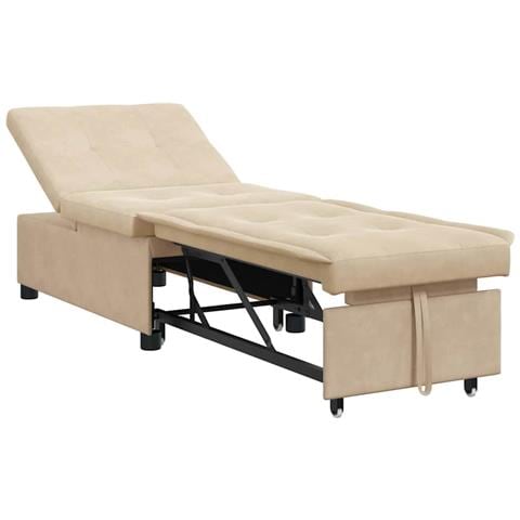 Divano letto Crema 67 x 194 x 82 cm Tessuto in microfibra - Foto 1