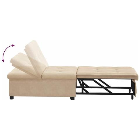 Divano letto Crema 67 x 194 x 82 cm Tessuto in microfibra - Foto 9