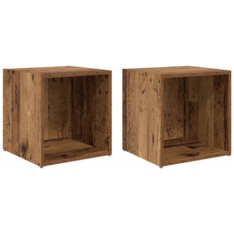 Mobile TV 2 pcs Marrone 37 x 35 x 37 cm Legno multistrato - Foto 1