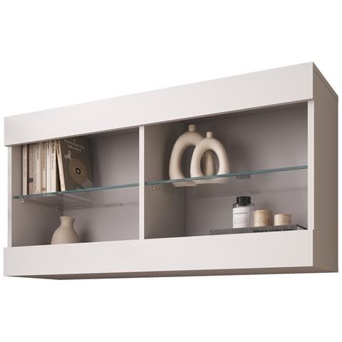Komodee Tivoli Horizontal 100 Vetrina Sospesa, Bianco/bianco, Senza Led, Larghezza 100 Cm X Altezza 50 Cm X Profondità 29 Cm, Per Soggiorno, Sala Da Pranzo - Foto 3