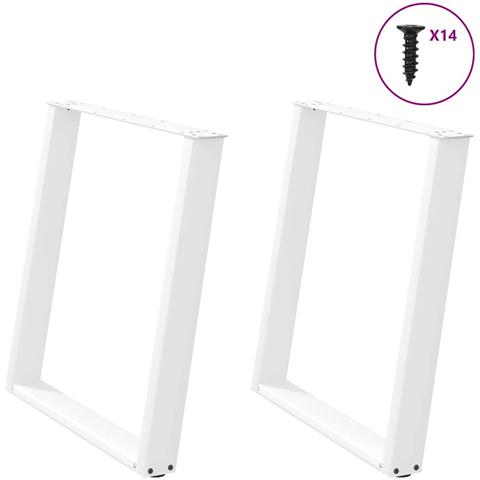 Gambe per tavolo da pranzo a forma di U 2 pz bianche 70x(72-73) cm in acciaio - Foto 1