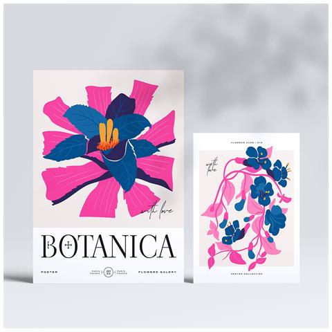 Set Di 6 Stampe Esplosioni Floreali Rosa, Stampe Naturalistiche E Botaniche Per L'interior Design A3 & A4 Senza Cornice - Foto 2