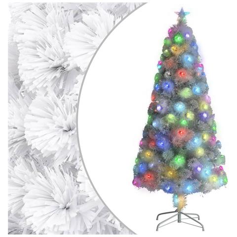 Albero Natale Preilluminato Bianco 150 Cm In Fibra Ottica - Foto 2