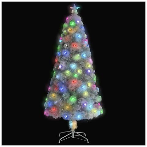 Albero Natale Preilluminato Bianco 150 Cm In Fibra Ottica - Foto 1